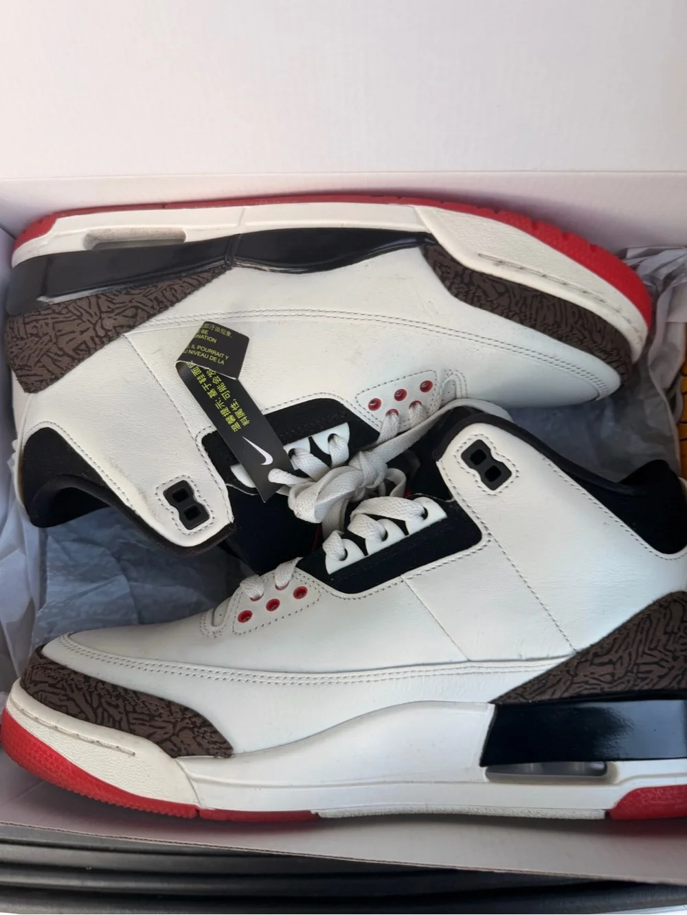Jordan 3 Men’s White, Black and Red Retro Basketball Sneakers